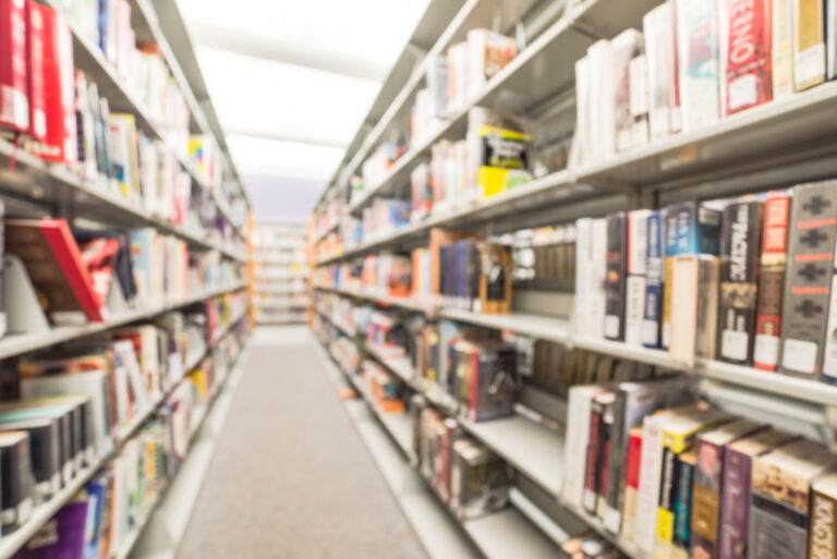 BlurredAbstractBackgroundOfModernPublicAmericanLibraryInteriorWith BlurredAbstractBackgroundOfModernPublicAmericanLibraryInteriorWith